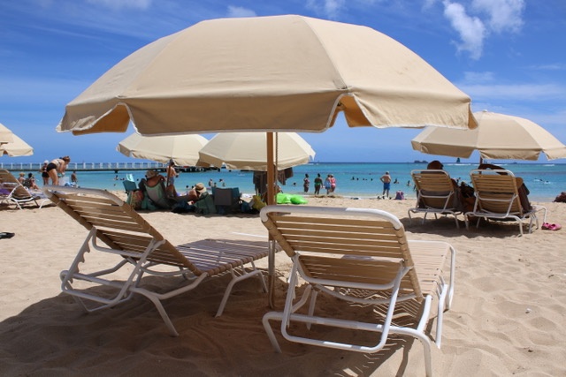 Chaise lounges on the beach